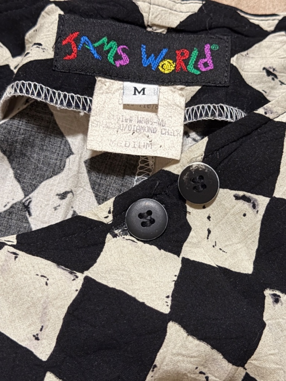 Jams World Vintage Black White Abstract Checkerboard Wrap Skort Shorts skirt M - Picture 4 of 13